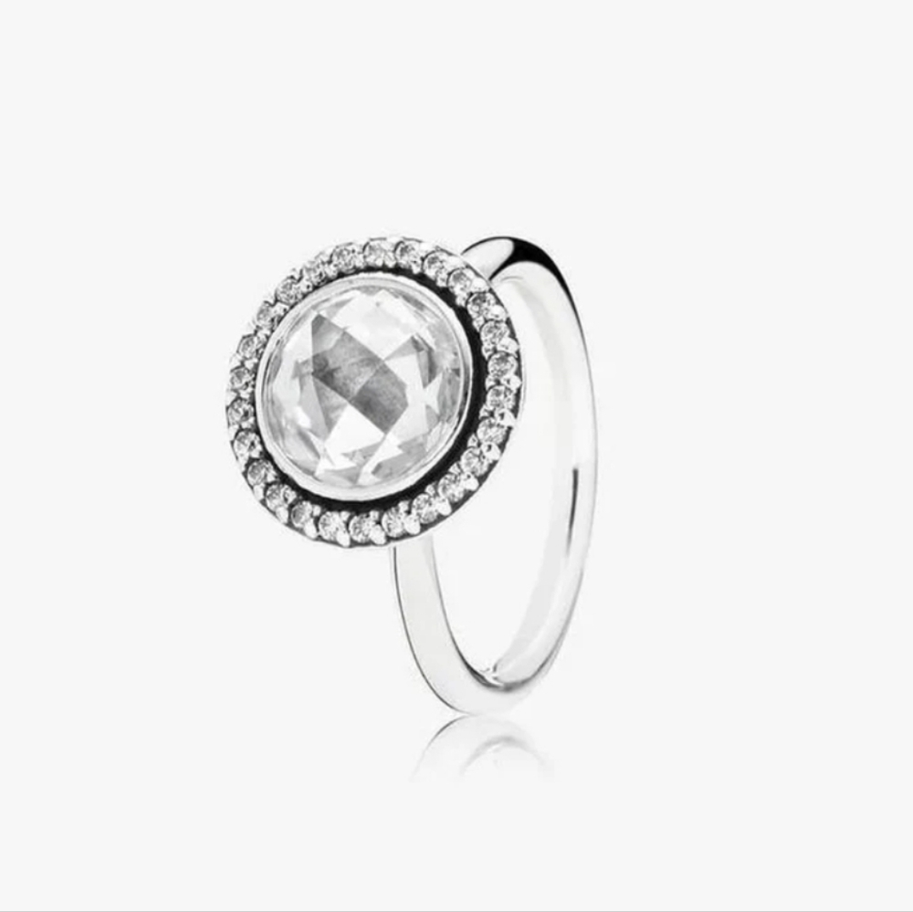 Pandora sterling silver CZ Brilliant Legacy Halo Ring size 56